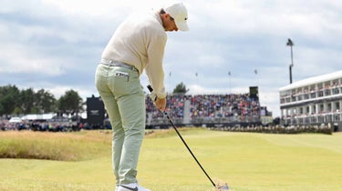 Pro golfer rory mcilroy hits a shot during the 2023 genesis scottish open in Scotland