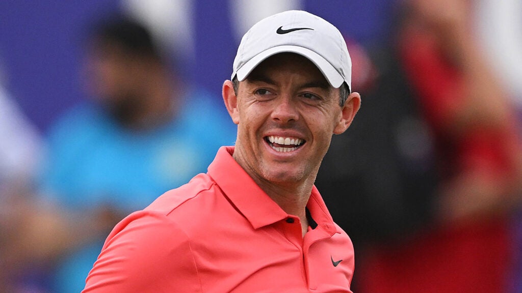 rory mcilroy smiling at dp world tour championship