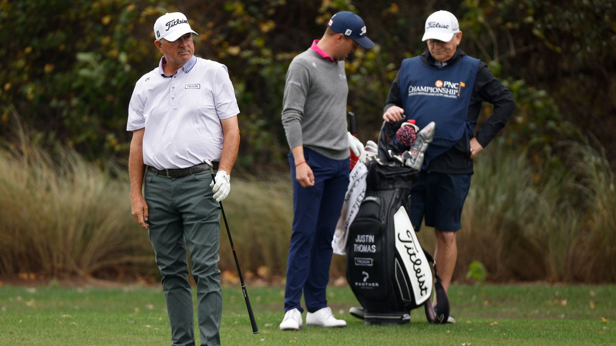 Mike Thomas, Justin Thomas, and JT's father-in-law