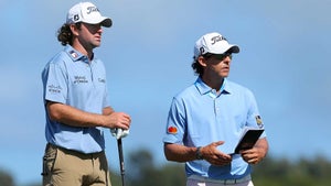 Cameron Young showed up in Hawaii with no beard but with new caddie Wayne De Haas.