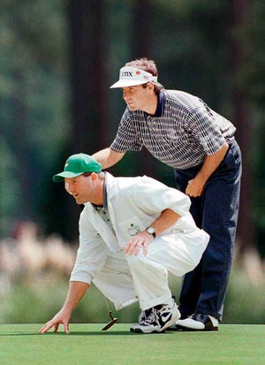 Joe LaCava At Augusta with Fred Couples in ’97.
