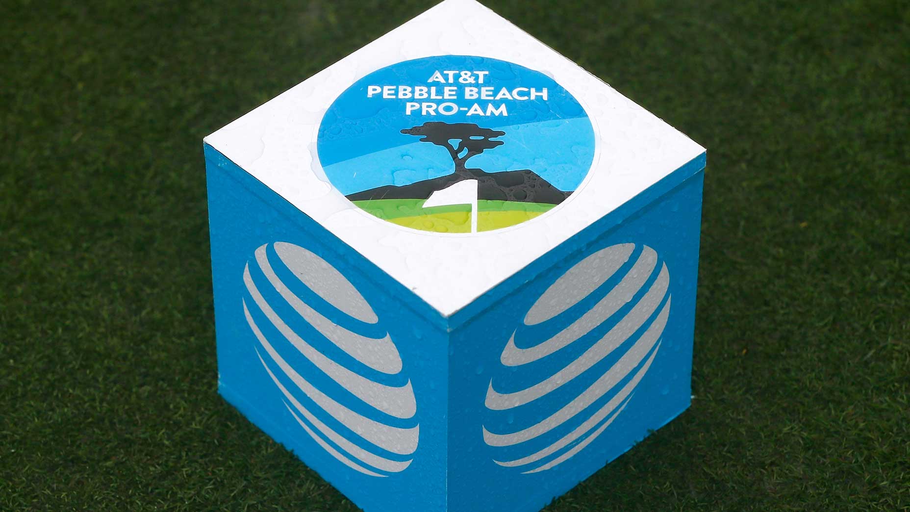 Tee marker seen on Pebble Beach golf course at 2024 AT&T Pebble Beach Pro-Am