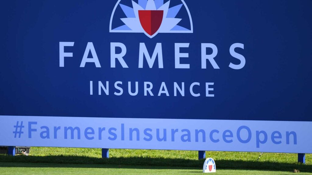 A sign sits on the South Course at Torrey Pines during the 2024 Farmers Insurance Open