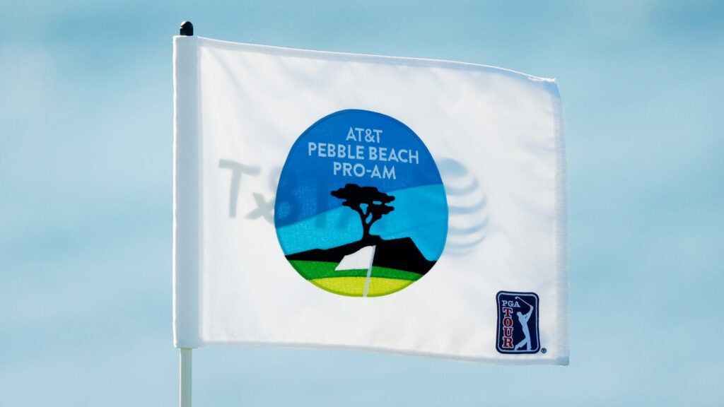 AT&T Pebble Beach Pro-Am pin flag on course during tournament