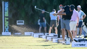 phil mickelson hits balls on the range prior to a LIV golf event