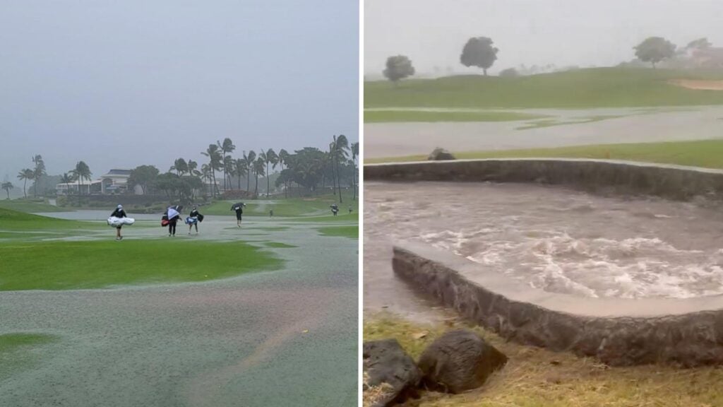 extreme weather and rain on golf course in hawaii