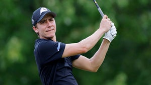 Carlos Ortiz hits a shot at LIV Golf Greenbrier.