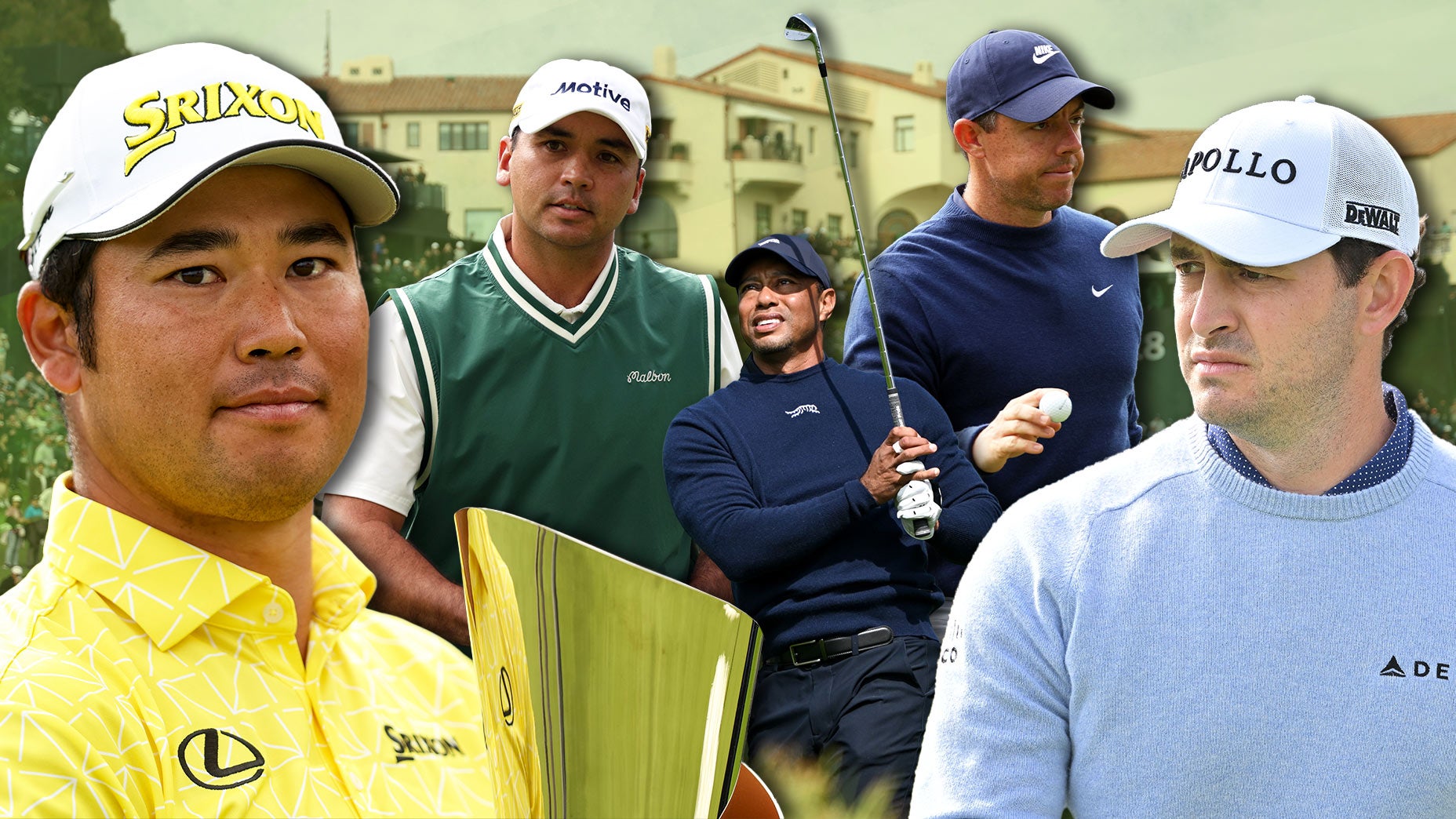 Hideki Matsuyama, Jason Day, Tiger Woods, Rory McIlroy and Patrick Cantlay at the Genesis Invitational.
