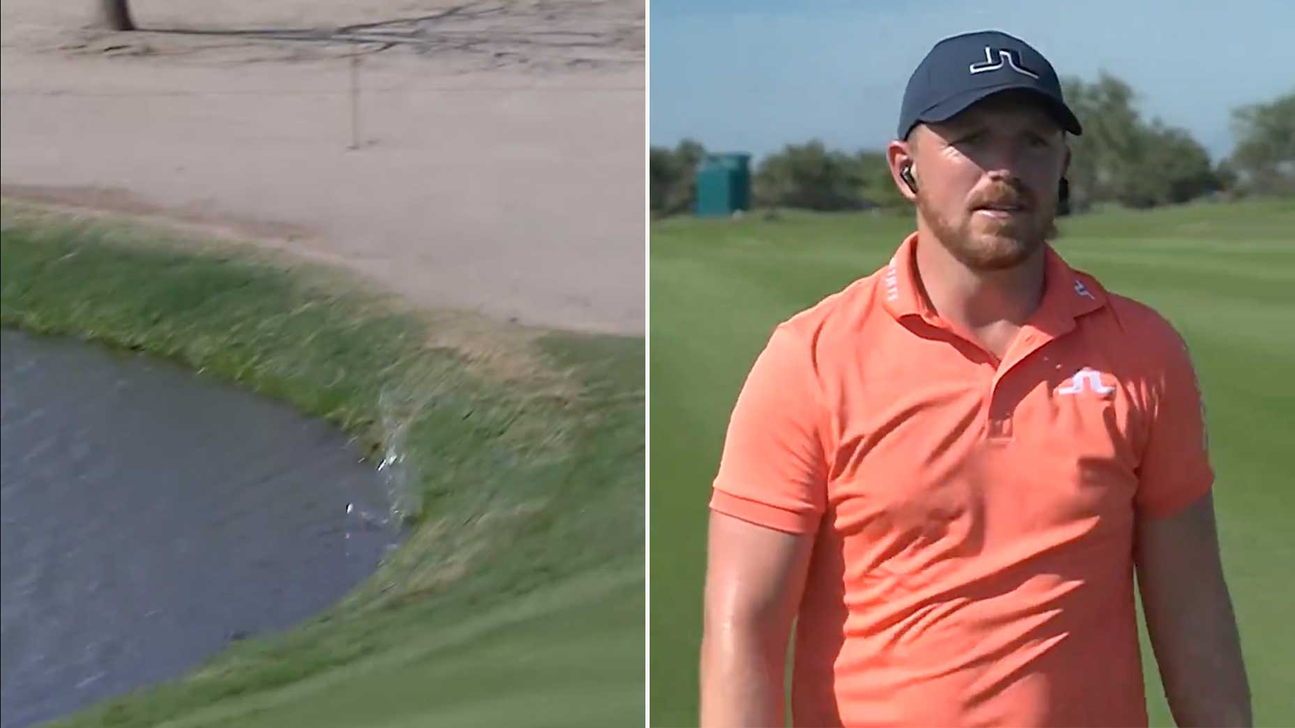 Matt Wallace continued his interview despite knocking his second shot in the water.