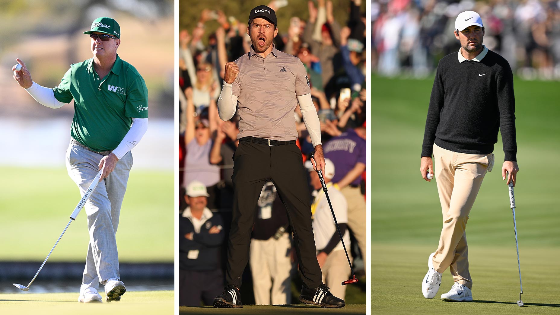 Three PGA Tour pros pictured at the 2024 WM Phoenix Open