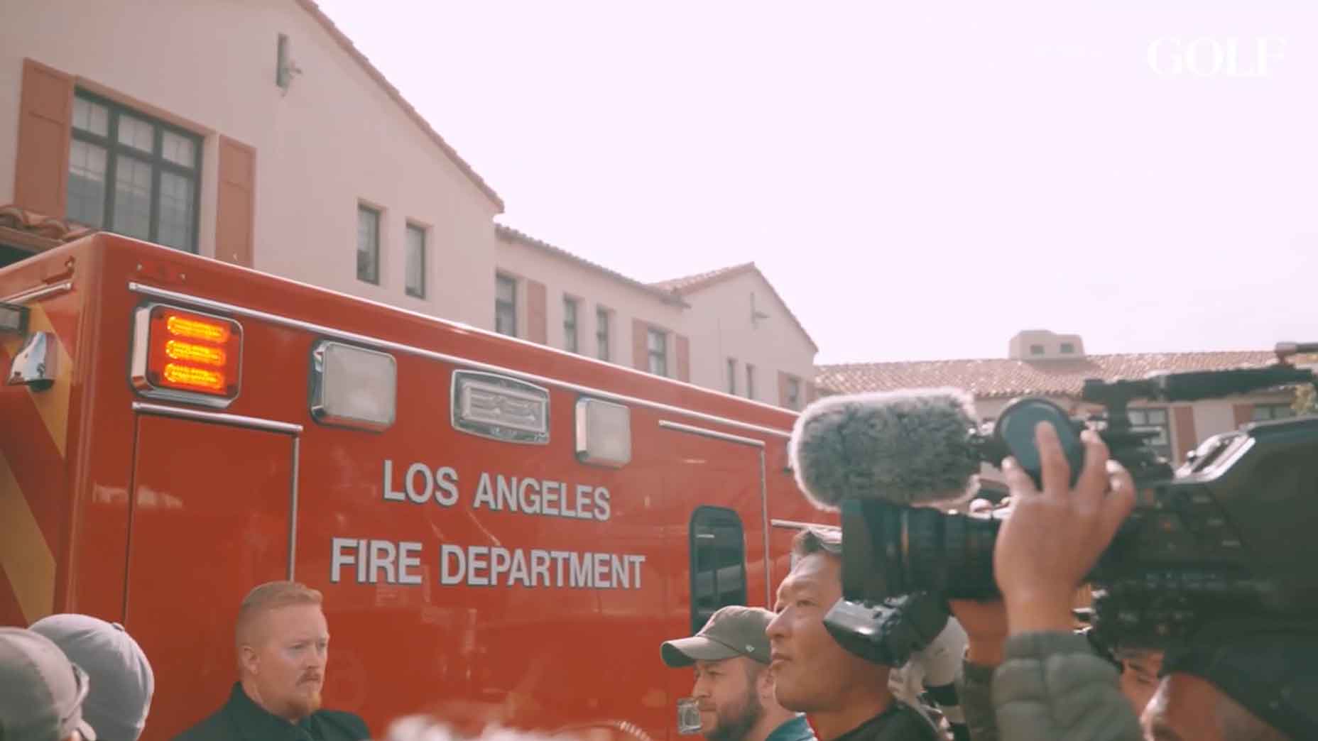 Fire trucks arrived for Tiger Woods on Friday at the 2024 Genesis Invitational