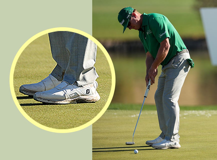 Charley Hoffman wearing FootJoys shoes in white with boa lace technology.