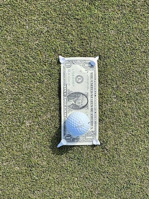 The set up for the dollar bill putting drill