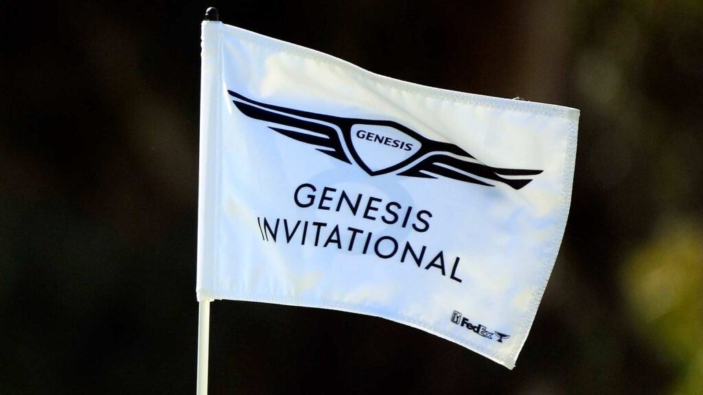 Image of a Genesis Invitational flag on a flagstick at Riviera