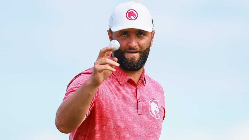 Jon Rahm waves to fans during his first LIV Golf event played last week at Mayakoba.