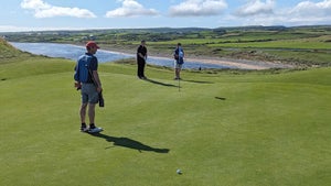 Jamie on the 7th green at Lahinch.