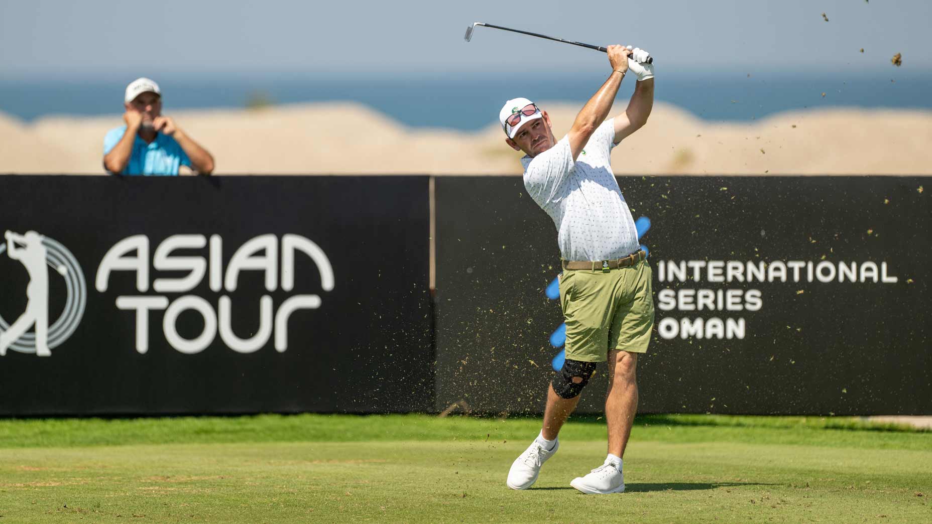 Louis Oosthuizen hits drive during 2024 International Series Oman tournament