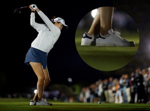 Rose Zhang wearing Adidas Stan Smith golf shoes at The Match 2024.