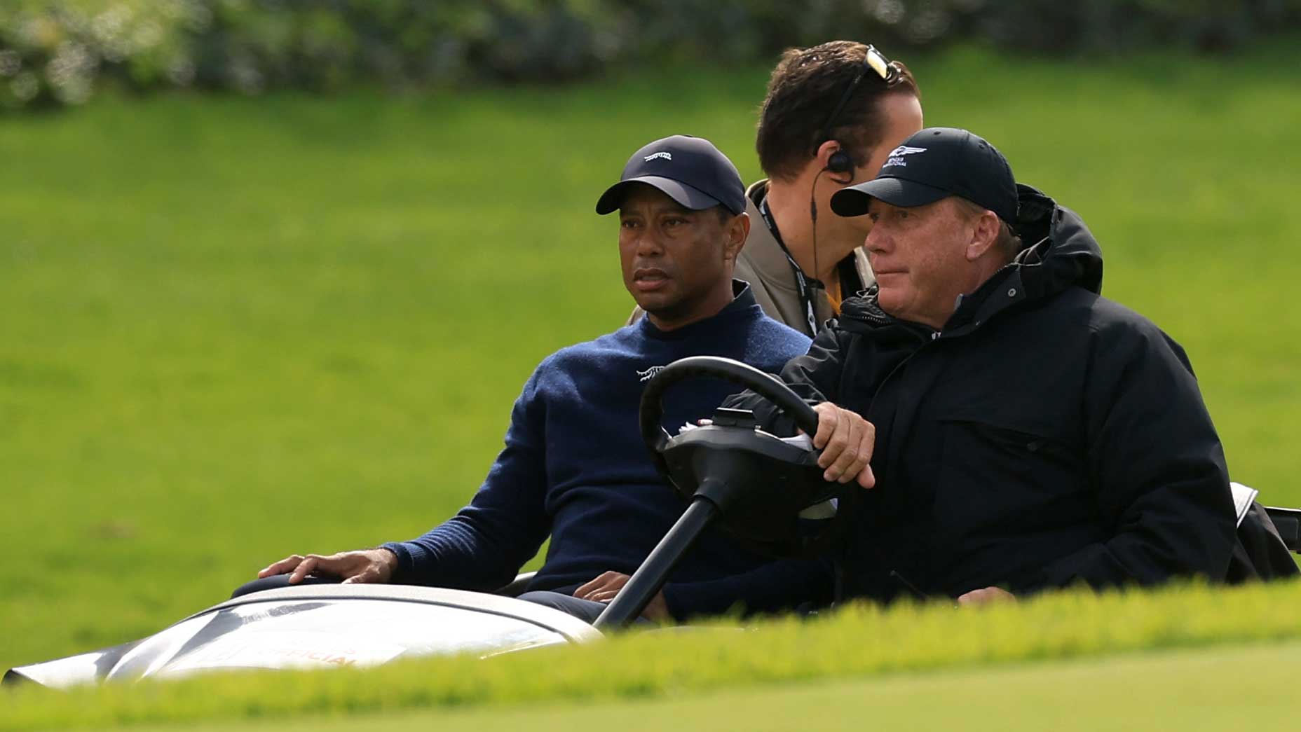 Tiger Woods rides golf cart