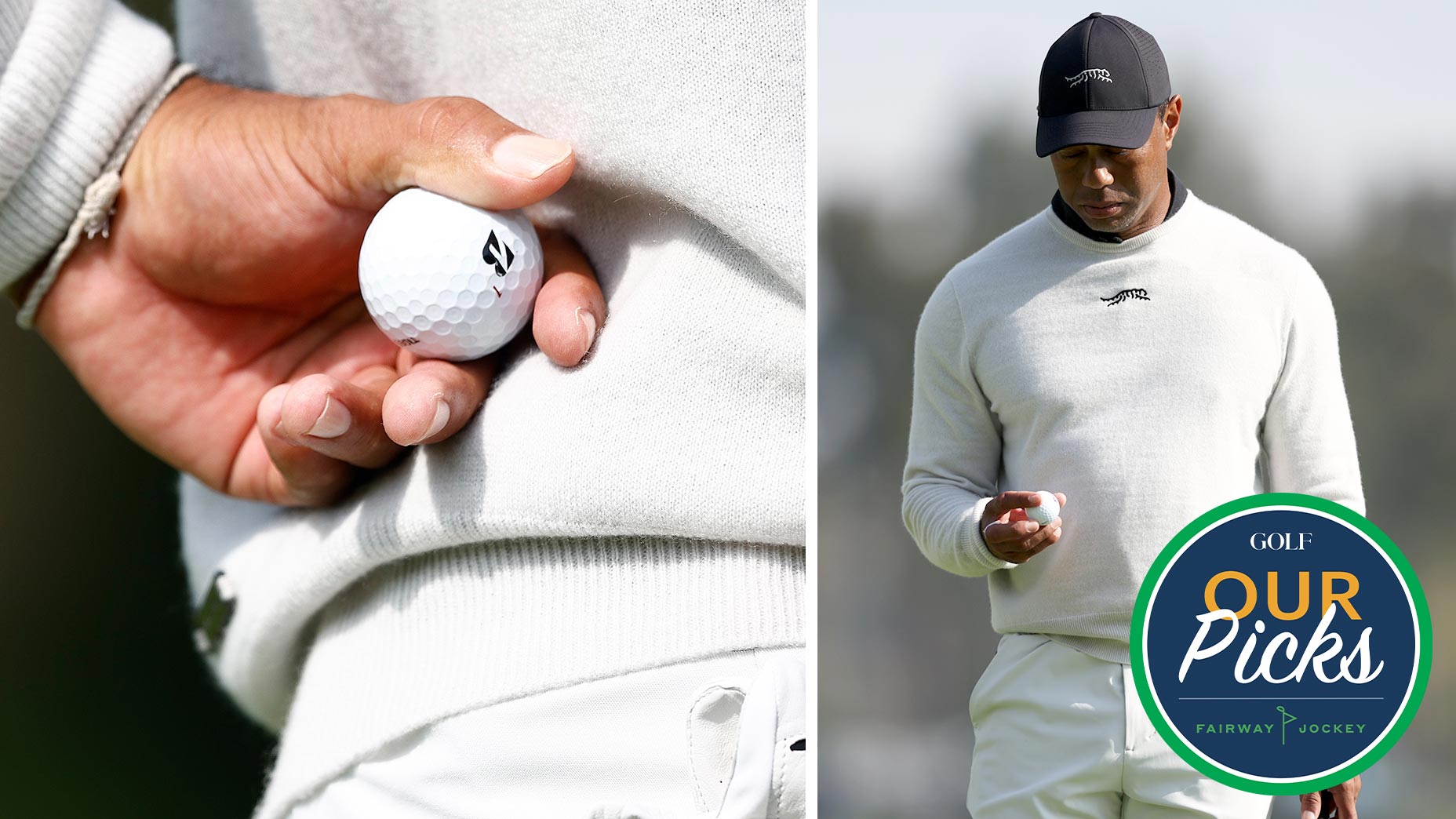 Tiger Woods stepped onto the course at the Genesis Invitational sporting more new gear than only his recent apparel brand. He also has a new ball in hand. - IMAGE CREDITS: (R) Ronald Martinez/Getty Images, (L) Michael Owens/Getty Images