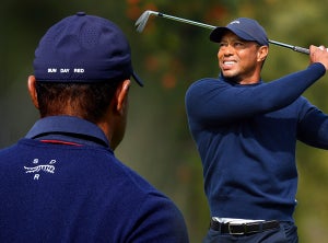 The Genesis Invitational PACIFIC PALISADES, CA - FEBRUARY 16: Tiger Woods watches his tee shot on the 4th hole during the second round of the Genesis Invitational on February 16, 2024, at Riviera Country Club in Pacific Palisades, CA. (Photo by Brian Rothmuller/Icon Sportswire via Getty Images)