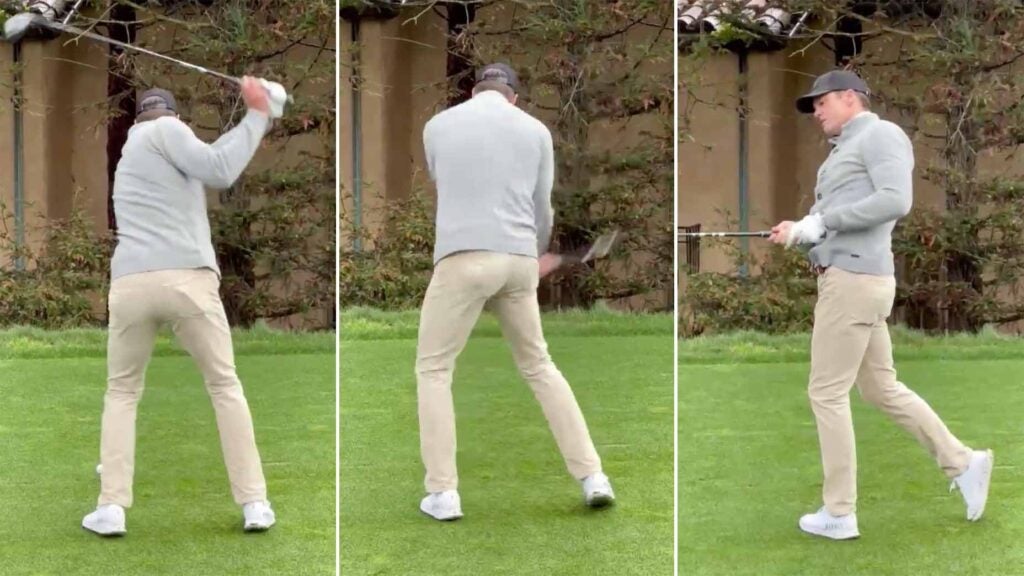tom brady swings and tops the ball at the pebble beach pro-am