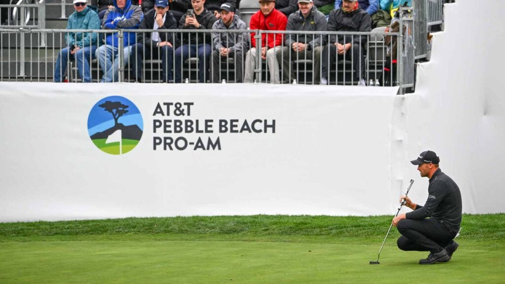wyndham clark reads a putt during the 2024 pebble beach pro-am