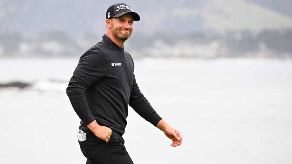 wyndham clark smiles during the 2024 pebble beach pro-am