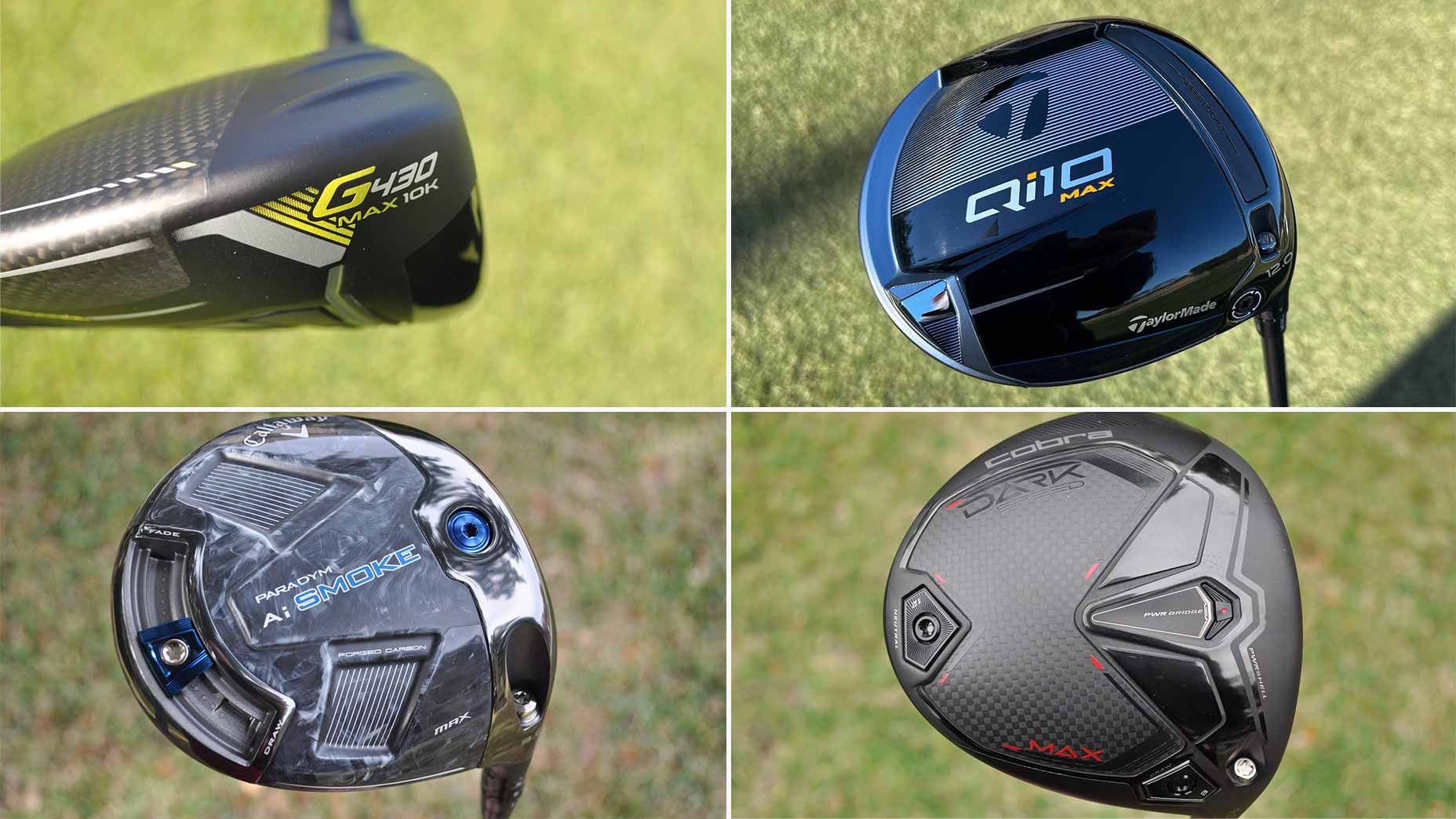 A split image of TaylorMade, Ping, Callaway and Cobra drivers.