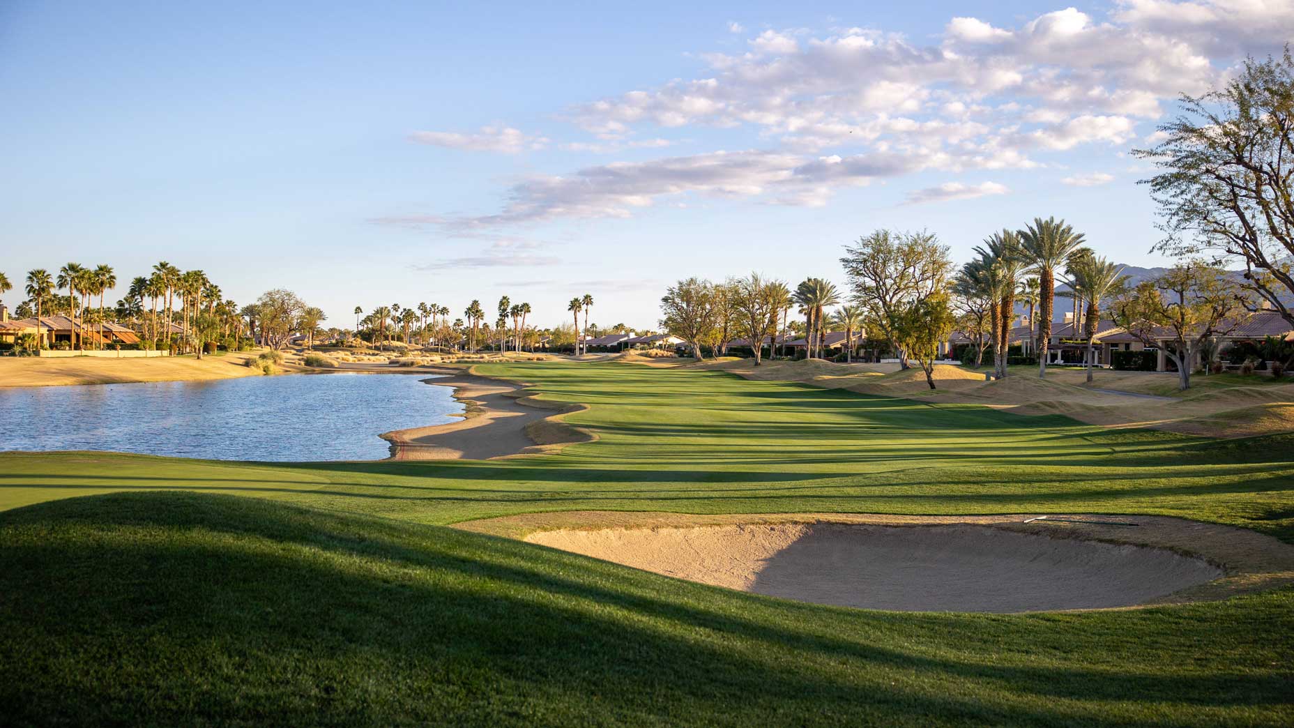 A general view of the 18th fairway during the first round of The American Express PGA Tournament on January 21, 2021, at PGA West Nicklaus Tournament Course in La Quinta, CA