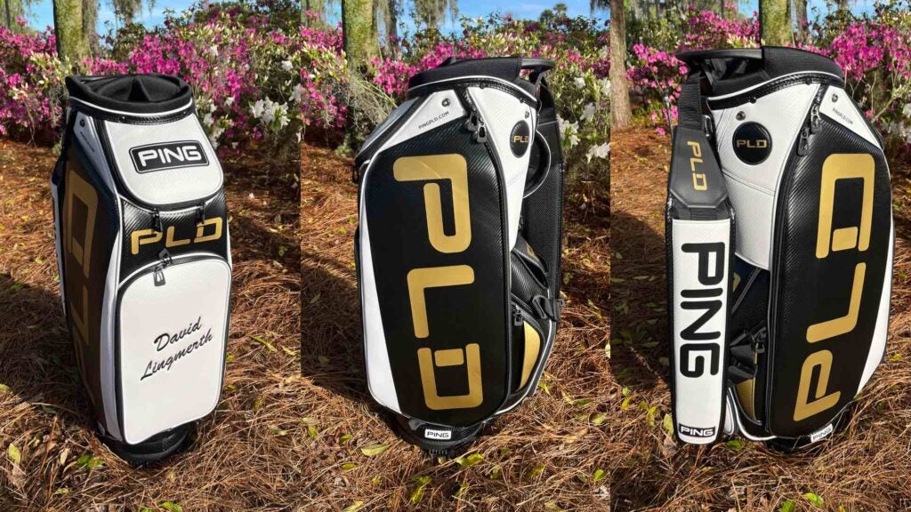 Three Ping PLD putter golf bags pictured at the 2024 Players Championship