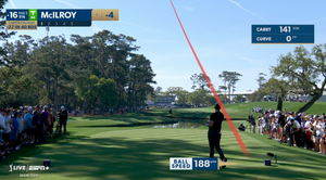 rory mcilroy hitting tee shot at 16 in first round of 2024 players