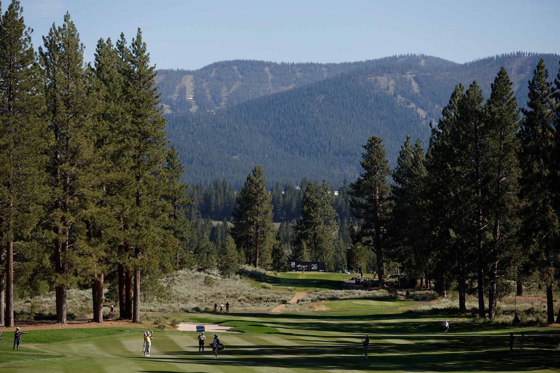 A general view of the 18th fairway during the third round of the Barracuda Championship at Tahoe Mountain Club on July 22, 2023 in United States.