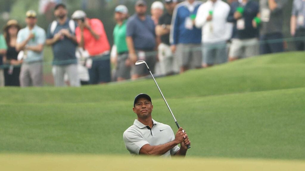 Tiger Woods practices at Augusta National.
