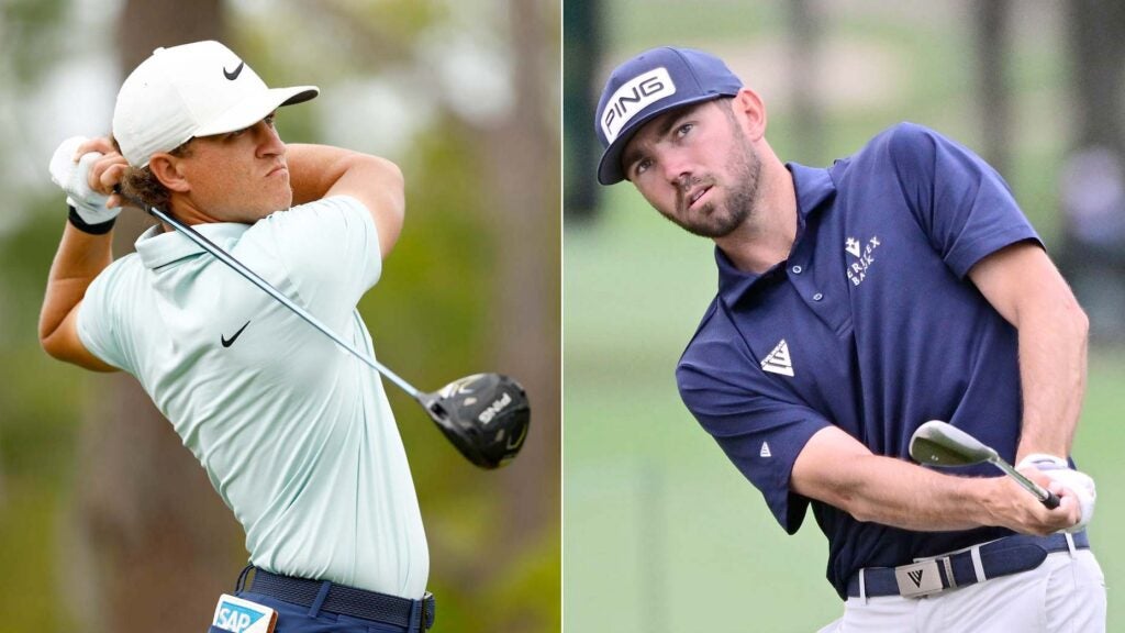 Split image of PGA Tour pros Cameron Champ (left) and Chandler Phillips (right), who are in contention at the Valspar Championship.