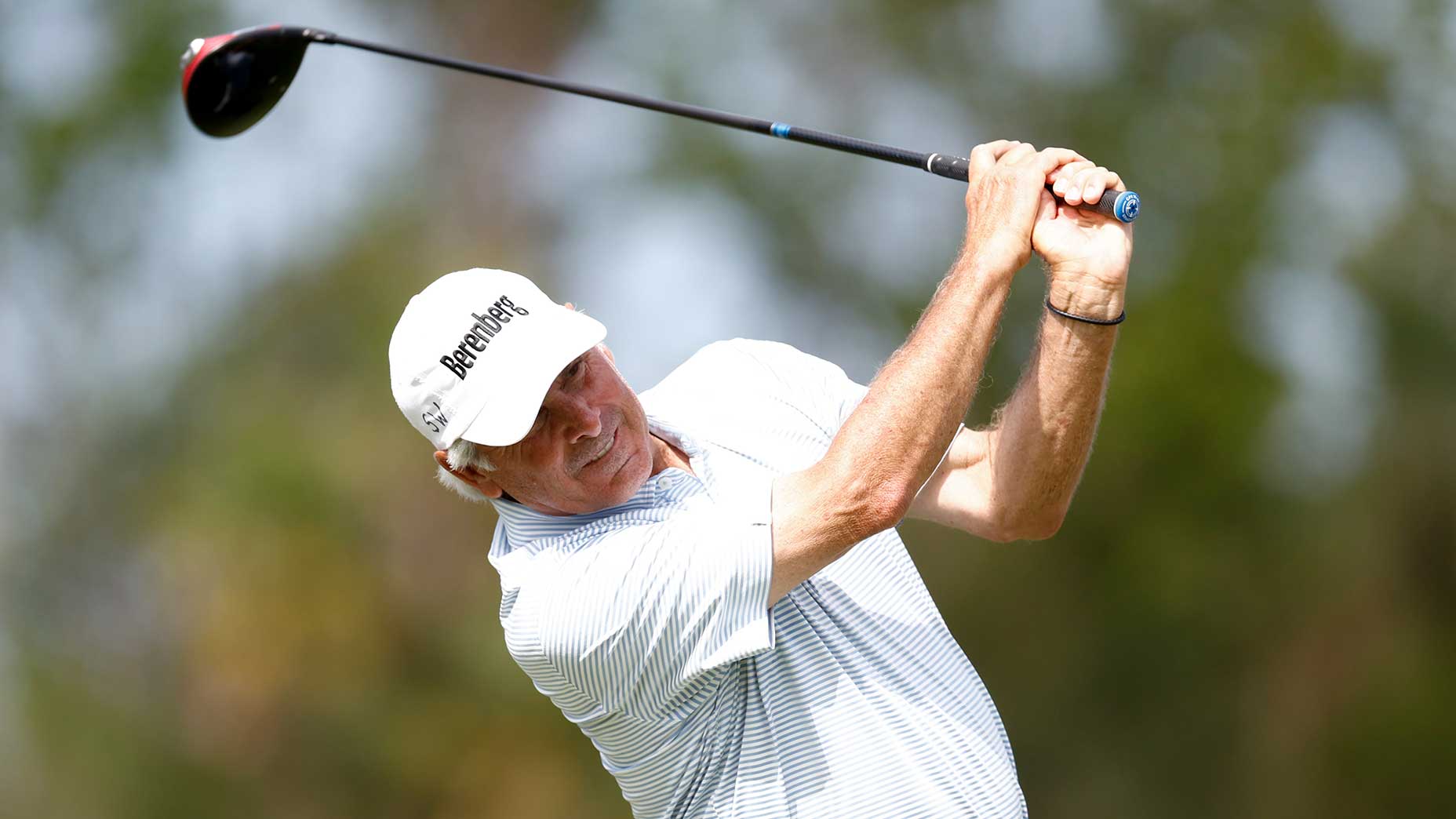 Fred Couples watches a tee shoe during the 2023 Chubb Classic in Naples, Fla.