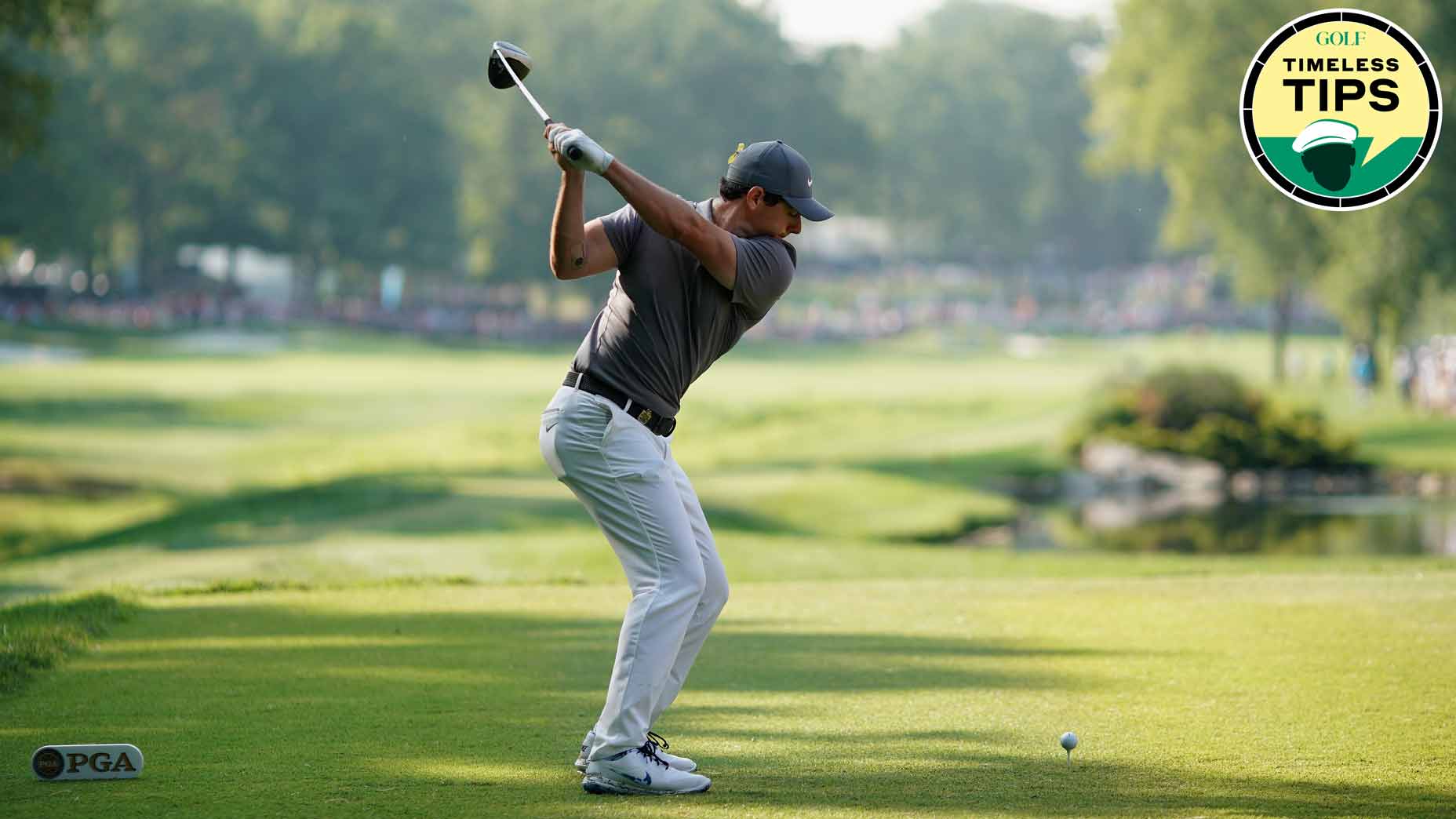 rory mcilroy huts a tee shot during the 2018 pga championship