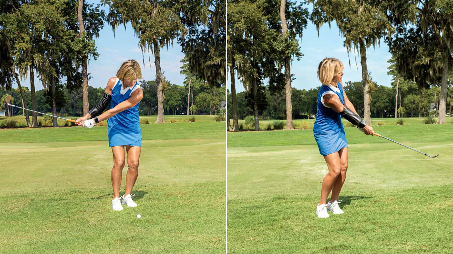 krista dunton shows how to hit pitch shots with a straight arm