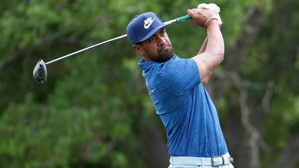 tony finau tees off during the third round of the texas children's houston open.