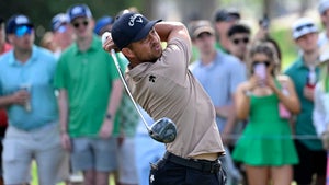 Pro golfer Xander Schauffele hits drive at 2024 Players Championship