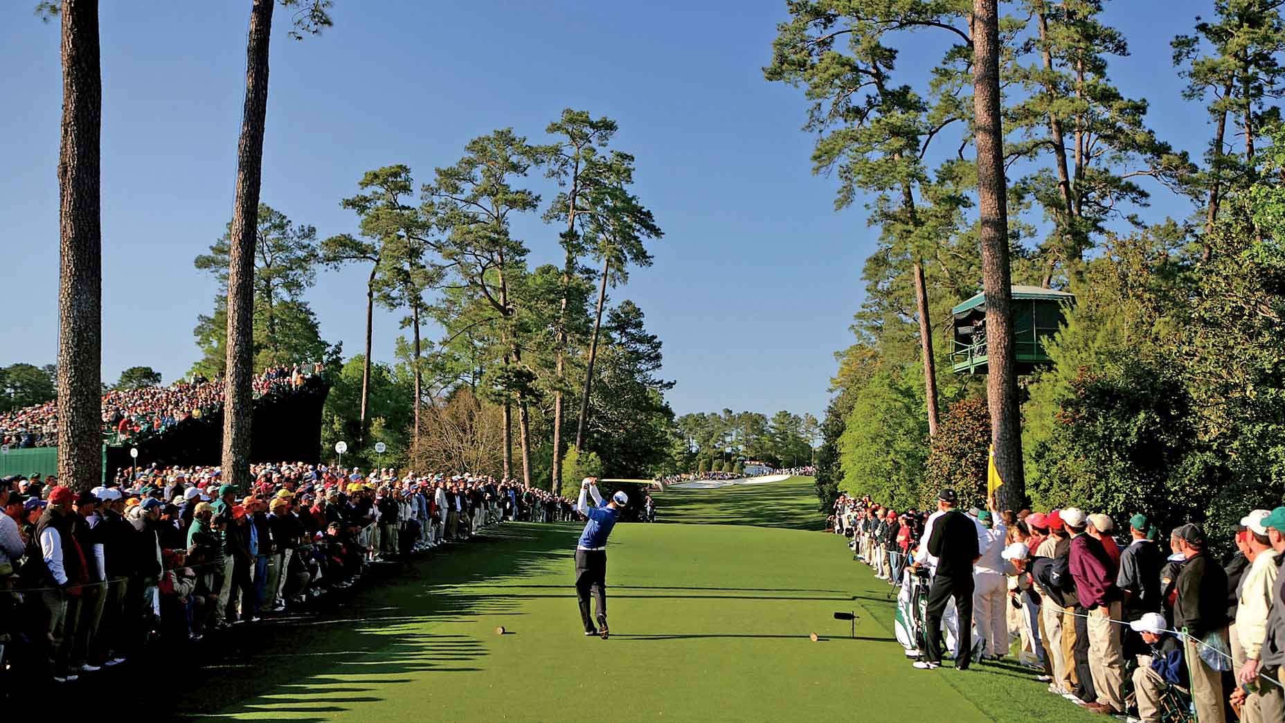 Zach Johnson on the 18th tee in the final round of the 2007 Masters Tournament.
