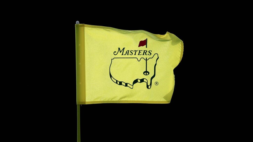 Masters flag flaps in the wind during the 2024 Masters at Augusta National