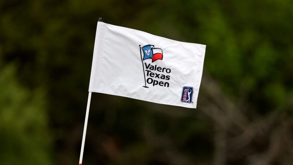 A pin flag pictured at the Valero Texas Open