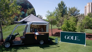 The Dewar's bar cart was a big hit on the 12th hole at the 8 am Invitational
