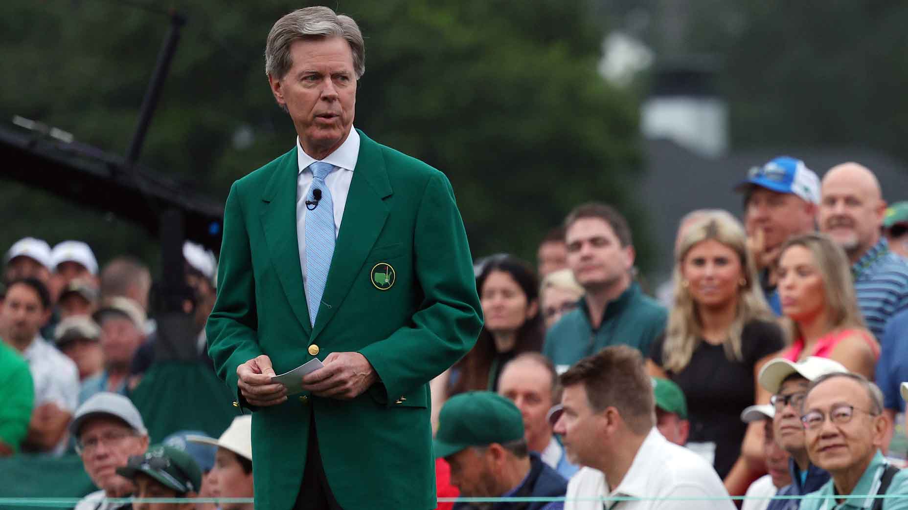 Fred Ridley, Chairman of Augusta National Golf Club, looks on during the first tee ceremony prior to the first round of the 2023 Masters Tournament at Augusta National Golf Club on April 06, 2023 in Augusta, Georgia.