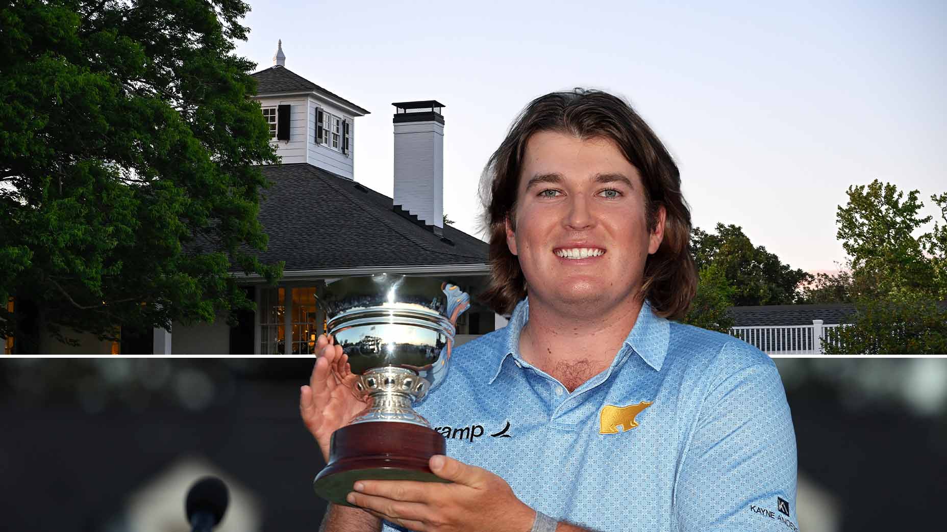 Neal Shipley holds the Masters low amateur trophy.