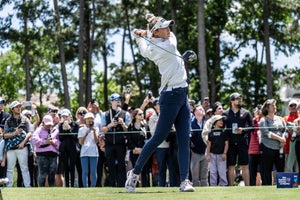 Nelly Korda plays a shot at the Chevron Championship.