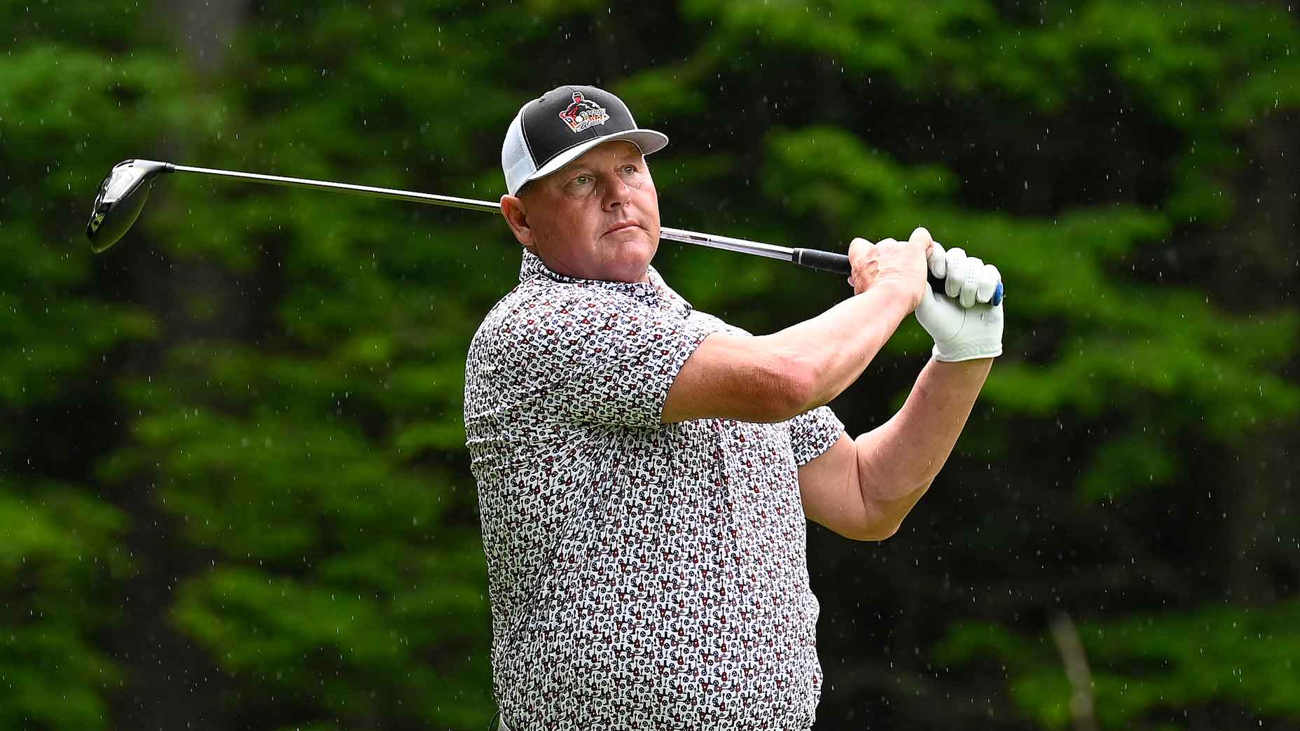 Roger Clemens tees off during the Drive Fore Kids charity golf event at Falmouth Country Club Saturday, June 24, 2023