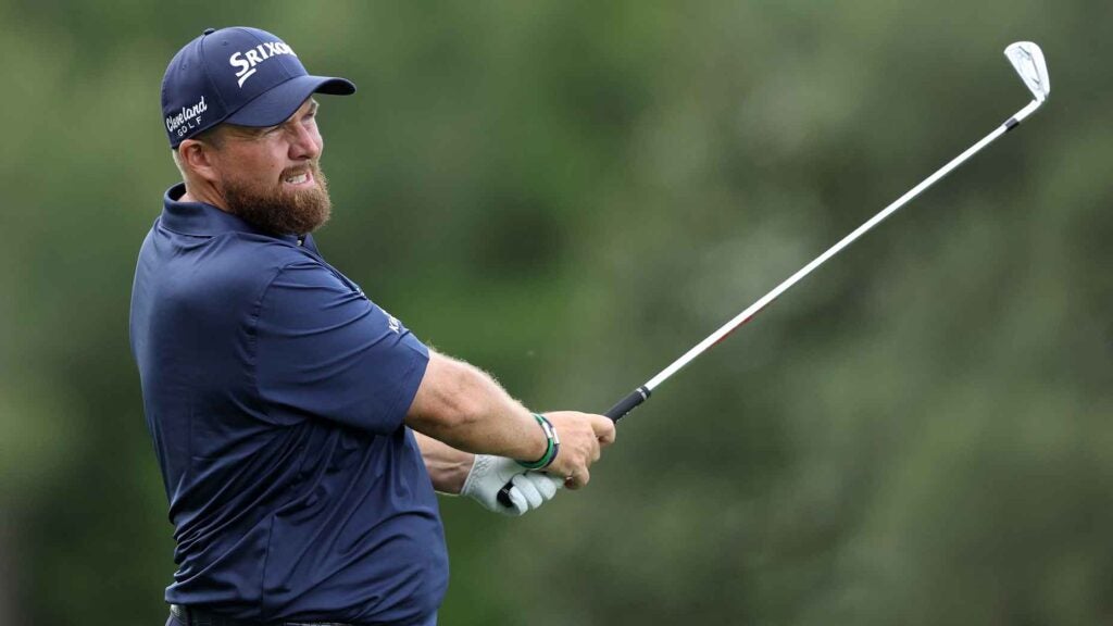 hane Lowry of Ireland plays a shot on the fifth hole during the first round of the 2024 Masters Tournament at Augusta National Golf Club on April 11, 2024 in Augusta, Georgia.