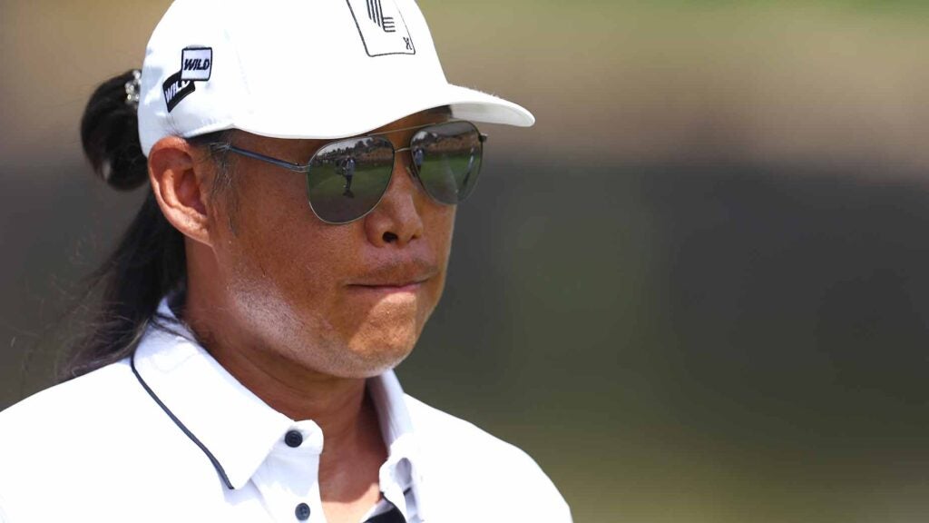 Anthony Kim walks down the fairway during his first round at LIV Golf Jeddah on March 1, 2024, in Saudi Arabia.
